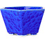 Hexagonal dark blue, crystal glaze bonsai pot by Heian Senzan - 140 x 140 x 75 mm