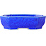 Oval dark blue, crystal glaze bonsai pot by Heian Senzan - 161 x 132 x 50 mm