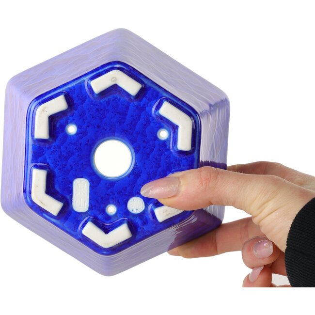 Hexagonal dark blue, crystal glaze bonsai pot by Heian Senzan - 140 x 140 x 75 mm