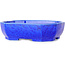 Oval dark blue, crystal glaze bonsai pot by Heian Senzan - 161 x 132 x 50 mm