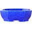 Oval dark blue, crystal glaze bonsai pot by Heian Senzan - 161 x 132 x 50 mm