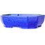 Oval dark blue, crystal glaze bonsai pot by Heian Senzan - 161 x 132 x 50 mm