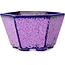 Hexagonal purple, crystal glaze bonsai pot by Heian Senzan - 140 x 140 x 75 mm