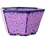 Hexagonal purple, crystal glaze bonsai pot by Heian Senzan - 140 x 140 x 75 mm