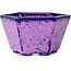 Hexagonal purple, crystal glaze bonsai pot by Heian Senzan - 140 x 140 x 75 mm