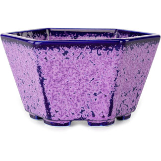  Heian Senzan 140 mm hexagonal purple, crystal glaze bonsai pot by Heian Senzan, Tokoname, Japan