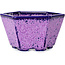 Hexagonal purple, crystal glaze bonsai pot by Heian Senzan - 140 x 140 x 75 mm