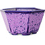 Hexagonal purple, crystal glaze bonsai pot by Heian Senzan - 140 x 140 x 75 mm