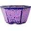 Hexagonal purple, crystal glaze bonsai pot by Heian Senzan - 140 x 140 x 75 mm