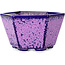 Hexagonal purple, crystal glaze bonsai pot by Heian Senzan - 140 x 140 x 75 mm