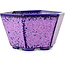 Hexagonal purple, crystal glaze bonsai pot by Heian Senzan - 140 x 140 x 75 mm