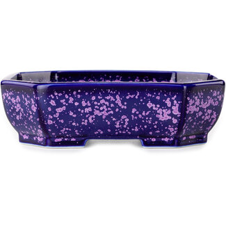  Heian Senzan 161 mm oval purple, crystal glaze bonsai pot by Heian Senzan, Tokoname, Japan
