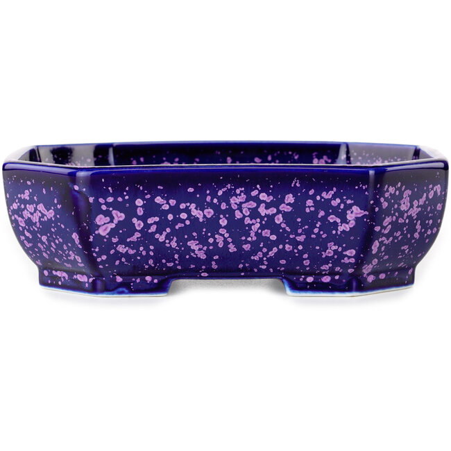 Oval purple, crystal glaze bonsai pot by Heian Senzan - 161 x 132 x 50 mm