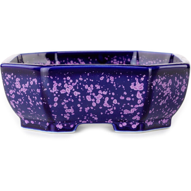 Oval purple, crystal glaze bonsai pot by Heian Senzan - 161 x 132 x 50 mm