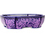 Oval purple, crystal glaze bonsai pot by Heian Senzan - 161 x 132 x 50 mm