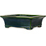 Rectangular green bonsai pot by Terahata Satomi Mazan - 278 x 245 x 90 mm