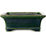 Rectangular green bonsai pot by Terahata Satomi Mazan - 278 x 245 x 90 mm