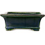 Rectangular green bonsai pot by Terahata Satomi Mazan - 278 x 245 x 90 mm