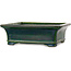 Rectangular green bonsai pot by Terahata Satomi Mazan - 278 x 245 x 90 mm