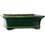 Rectangular green bonsai pot by Terahata Satomi Mazan - 278 x 245 x 90 mm