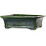 Rectangular green bonsai pot by Terahata Satomi Mazan - 278 x 245 x 90 mm
