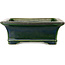 Rectangular green bonsai pot by Terahata Satomi Mazan - 278 x 245 x 90 mm