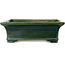 Rectangular green bonsai pot by Terahata Satomi Mazan - 278 x 245 x 90 mm