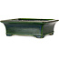Rectangular green bonsai pot by Terahata Satomi Mazan - 278 x 245 x 90 mm