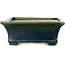 Rectangular green bonsai pot by Terahata Satomi Mazan - 250 x 215 x 82 mm
