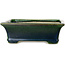 Rectangular green bonsai pot by Terahata Satomi Mazan - 250 x 215 x 82 mm