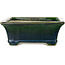 Rectangular green bonsai pot by Terahata Satomi Mazan - 250 x 215 x 82 mm