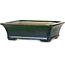 Rectangular green bonsai pot by Terahata Satomi Mazan - 250 x 215 x 82 mm
