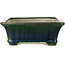 Rectangular green bonsai pot by Terahata Satomi Mazan - 250 x 215 x 82 mm