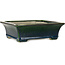 Rectangular green bonsai pot by Terahata Satomi Mazan - 250 x 215 x 82 mm