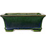 Rectangular green bonsai pot by Terahata Satomi Mazan - 215 x 180 x 83 mm