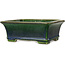 Rectangular green bonsai pot by Terahata Satomi Mazan - 215 x 180 x 83 mm