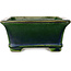 Rectangular green bonsai pot by Terahata Satomi Mazan - 215 x 180 x 83 mm