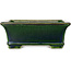 Rectangular green bonsai pot by Terahata Satomi Mazan - 215 x 180 x 83 mm