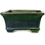 Rectangular green bonsai pot by Terahata Satomi Mazan - 215 x 180 x 83 mm