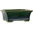 Rectangular green bonsai pot by Terahata Satomi Mazan - 215 x 180 x 83 mm