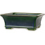 Pot à bonsaï rectangulaire vert par Terahata Satomi Mazan - 215 x 180 x 83 mm