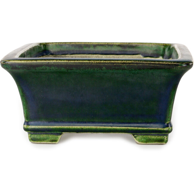 Rechthoekige groene bonsaipot van Terahata Satomi Mazan - 215 x 180 x 83 mm
