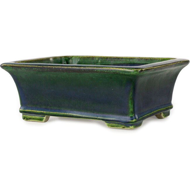 Vaso bonsai rettangolare verde di Terahata Satomi Mazan - 215 x 180 x 83 mm