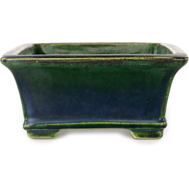 Maceta rectangular para bonsái verde de Terahata Satomi Mazan - 215 x 180 x 83 mm