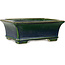 Rectangular green bonsai pot by Terahata Satomi Mazan - 215 x 180 x 83 mm