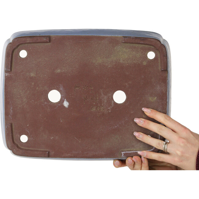 Maceta rectangular azul para bonsái de Yamaaki - 340 x 265 x 53 mm