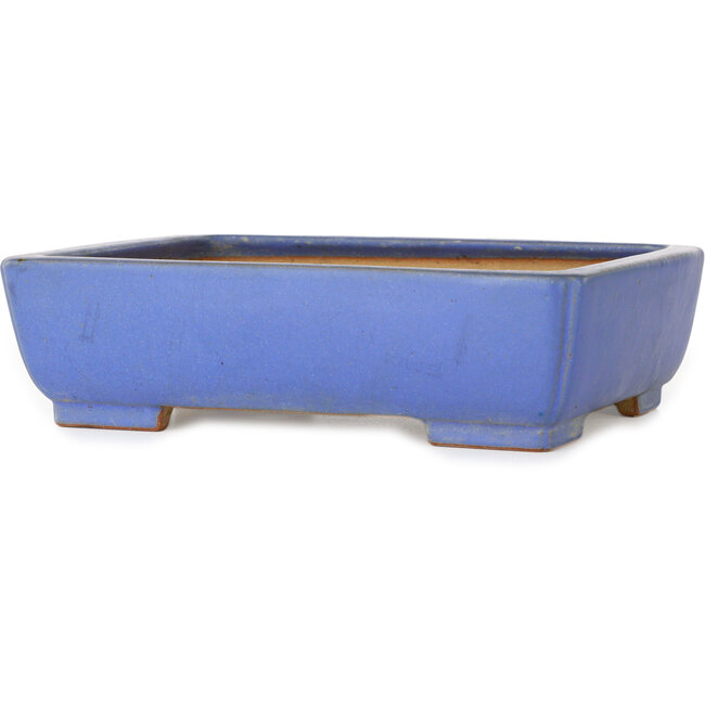 Rectangular blue bonsai pot by Reiho - 260 x 200 x 73 mm