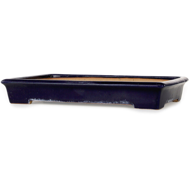 Rectangular dark blue bonsai pot by Reiho - 355 x 235 x 50 mm