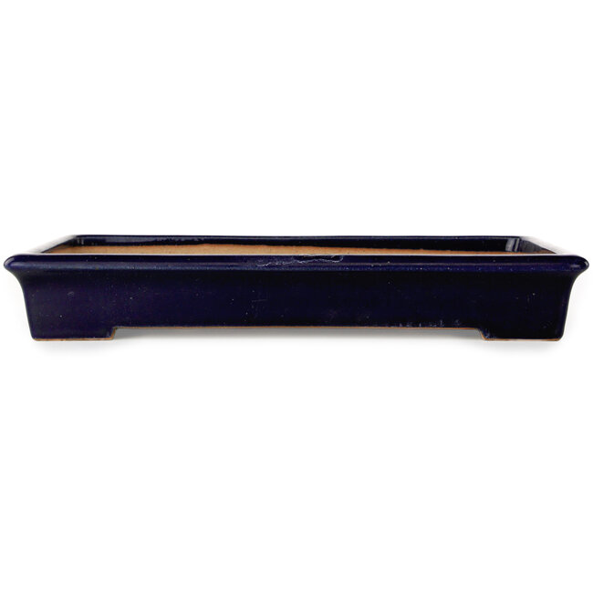 Rectangular dark blue bonsai pot by Reiho - 355 x 235 x 50 mm