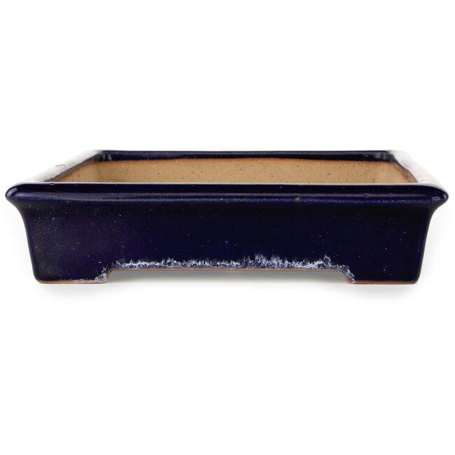 Rectangular dark blue bonsai pot by Reiho - 355 x 235 x 50 mm